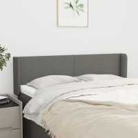 Produktbild för Sänggavel med kanter mörkgrå 147x16x78/88 cm tyg