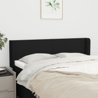 Produktbild för Sänggavel med kanter svart 147x16x78/88 cm tyg