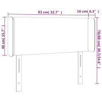 Produktbild för Sänggavel med kanter mörkgrå 83x16x78/88 cm sammet