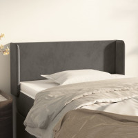 Miniatyr av produktbild för Sänggavel med kanter mörkgrå 103x16x78/88 cm sammet