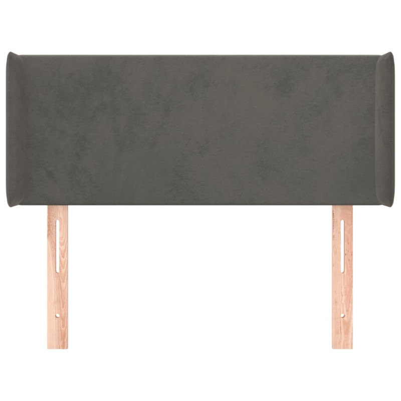 Produktbild för Sänggavel med kanter mörkgrå 103x16x78/88 cm sammet