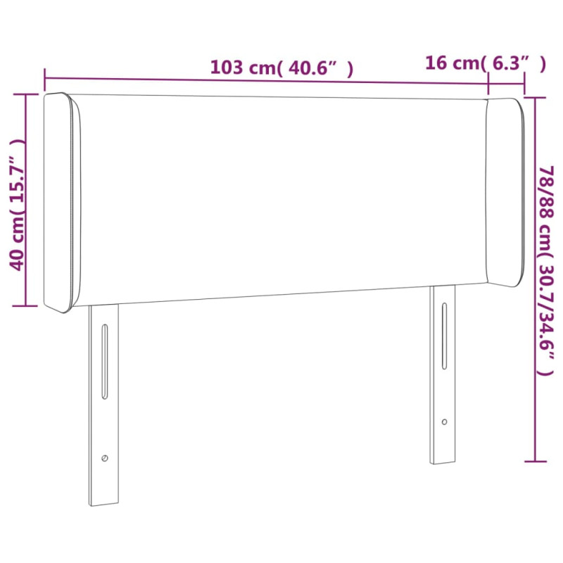Produktbild för Sänggavel med kanter mörkgrå 103x16x78/88 cm sammet
