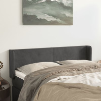 Produktbild för Sänggavel med kanter mörkgrå 147x16x78/88 cm sammet