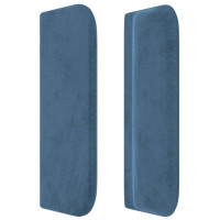 Produktbild för Sänggavel med kanter mörkblå 183x16x78/88 cm sammet