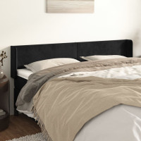 Produktbild för Sänggavel med kanter svart 203x16x78/88 cm sammet