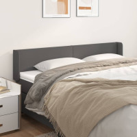 Produktbild för Sänggavel med kanter grå 183x16x78/88 cm konstläder