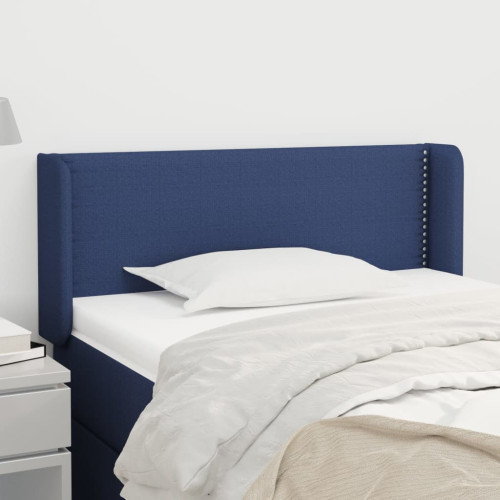 vidaXL Sänggavel med kanter blå 93x16x78/88 cm tyg