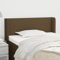 Miniatyr av produktbild för Sänggavel med kanter mörkbrun 103x16x78/88 cm tyg