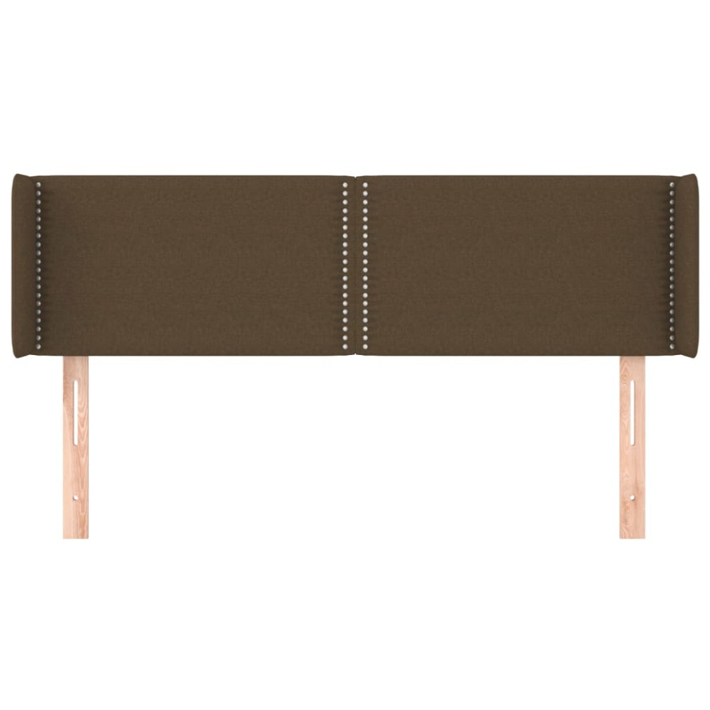 Produktbild för Sänggavel med kanter mörkbrun 147x16x78/88 cm tyg