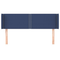 Produktbild för Sänggavel med kanter blå 147x16x78/88 cm tyg