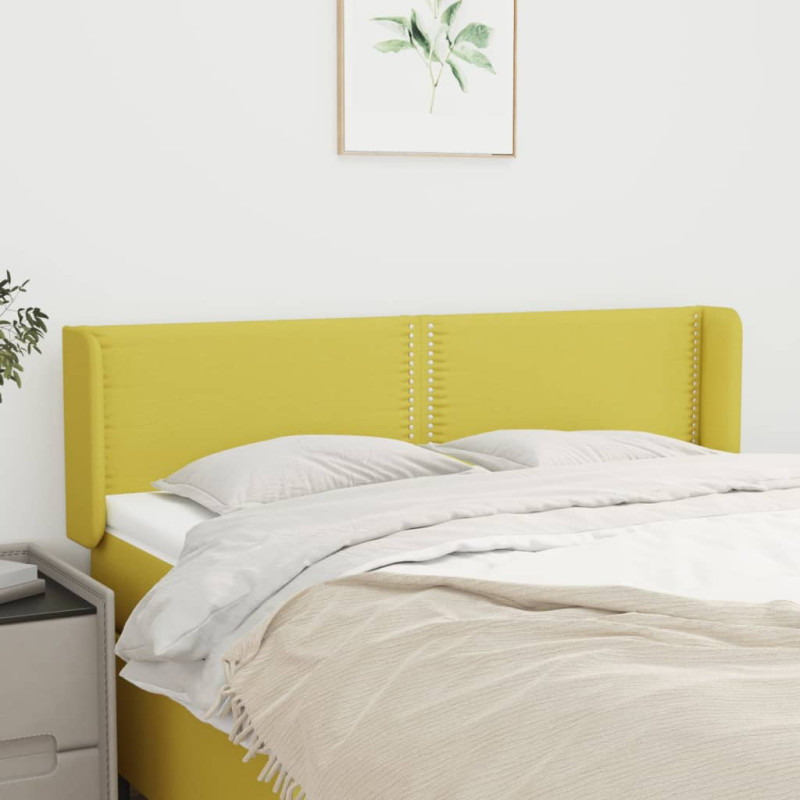 Produktbild för Sänggavel med kanter grön 147x16x78/88 cm tyg