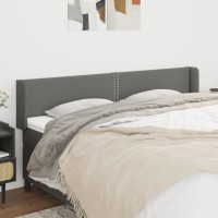 Produktbild för Sänggavel med kanter mörkgrå 183x16x78/88 cm tyg