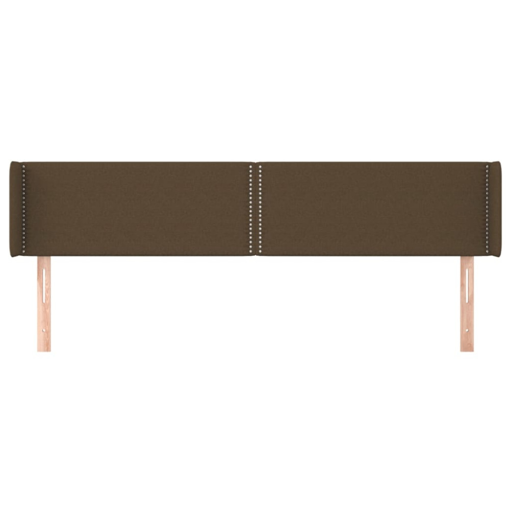 Produktbild för Sänggavel med kanter mörkbrun 183x16x78/88 cm tyg