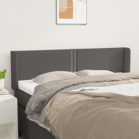 Miniatyr av produktbild för Sänggavel med kanter grå 147x16x78/88 cm konstläder