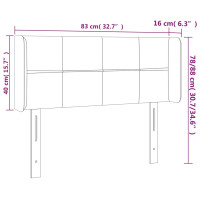 Produktbild för Sänggavel med kanter mörkgrå 83x16x78/88 cm sammet