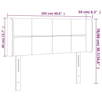 Produktbild för Sänggavel med kanter mörkgrå 103x16x78/88 cm sammet