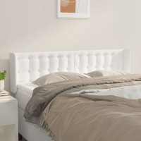Produktbild för Sänggavel med kanter vit 147x16x78/88 cm konstläder