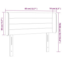 Produktbild för Sänggavel med kanter ljusgrå 83x16x78/88 cm tyg