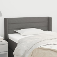 Produktbild för Sänggavel med kanter mörkgrå 83x16x78/88 cm tyg