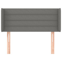 Produktbild för Sänggavel med kanter mörkgrå 83x16x78/88 cm tyg