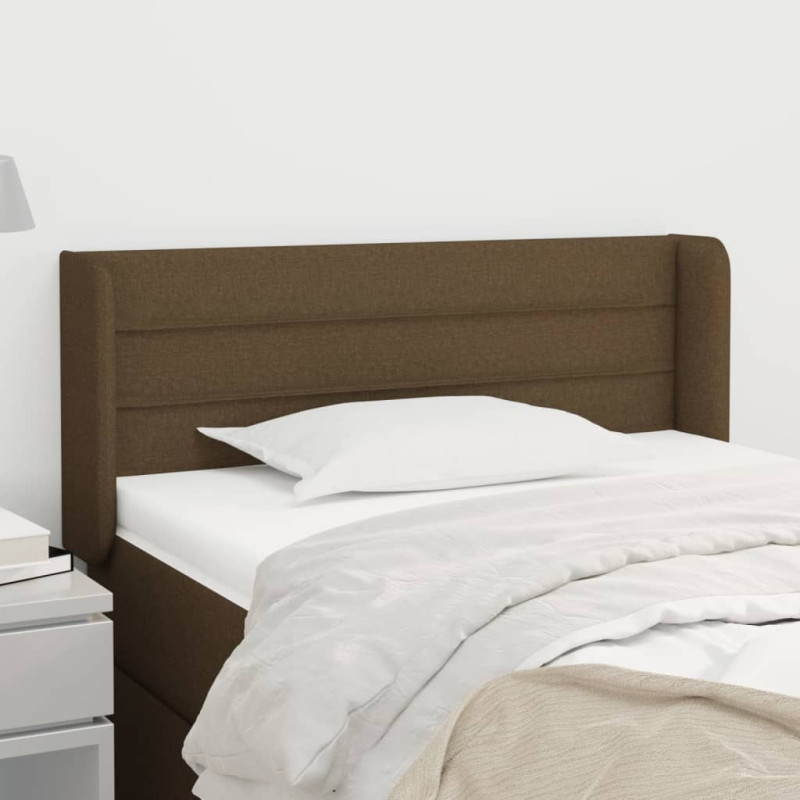 Produktbild för Sänggavel med kanter mörkbrun 103x16x78/88 cm tyg