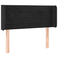Produktbild för Sänggavel med kanter svart 93x16x78/88 cm sammet