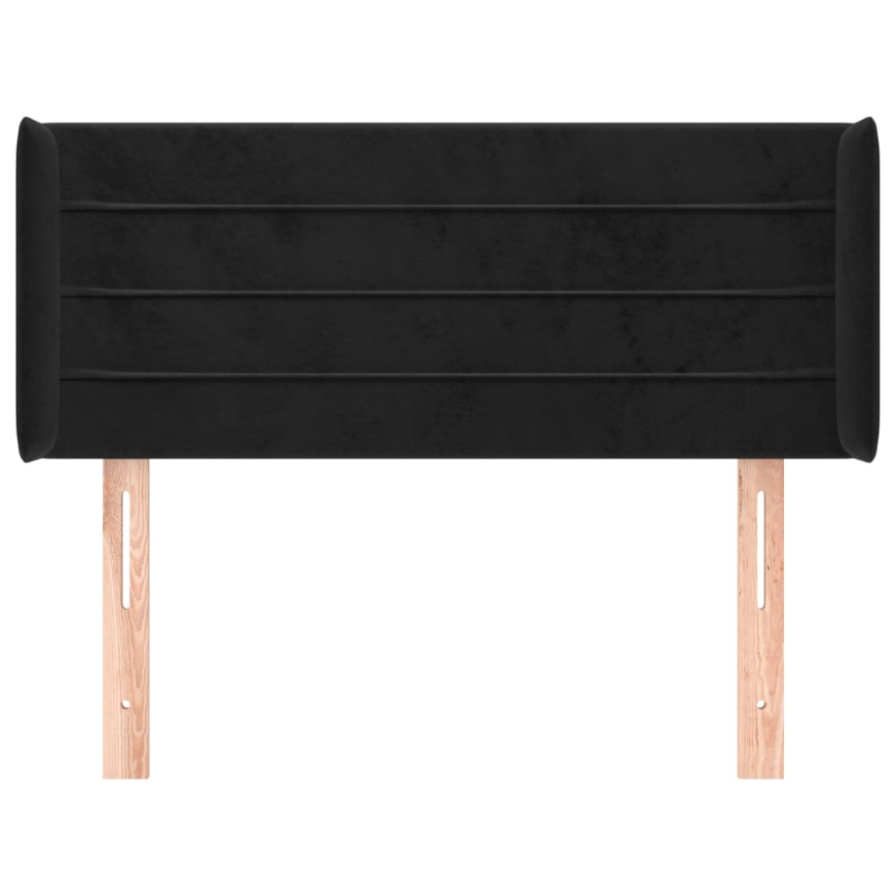 Produktbild för Sänggavel med kanter svart 93x16x78/88 cm sammet