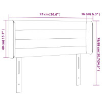 Produktbild för Sänggavel med kanter svart 93x16x78/88 cm sammet