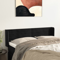 Produktbild för Sänggavel med kanter svart 147x16x78/88 cm sammet