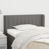 Miniatyr av produktbild för Sänggavel med kanter mörkgrå 93x16x78/88 cm tyg