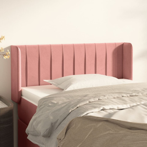 vidaXL Sänggavel med kanter rosa 103x16x78/88 cm sammet
