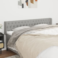Produktbild för Sänggavel med kanter ljusgrå 203x16x78/88 cm tyg