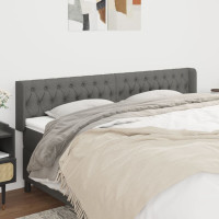 Produktbild för Sänggavel med kanter mörkgrå 203x16x78/88 cm tyg