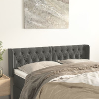 Produktbild för Sänggavel med kanter mörkgrå 163x16x78/88 cm sammet