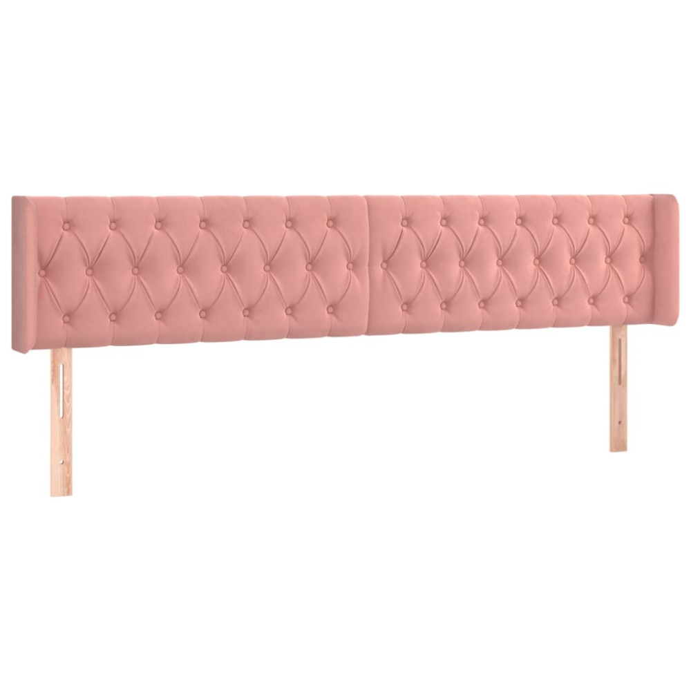 Produktbild för Sänggavel med kanter rosa 183x16x78/88 cm sammet