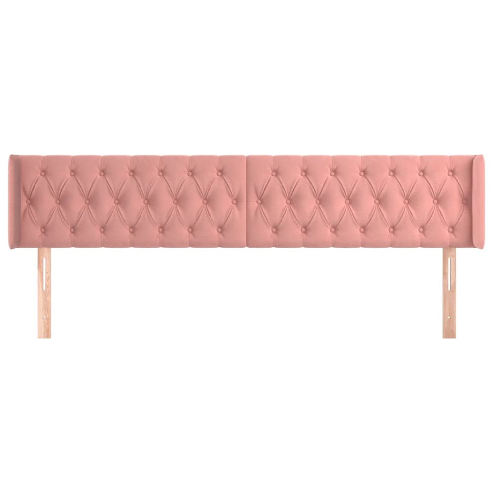 Produktbild för Sänggavel med kanter rosa 183x16x78/88 cm sammet