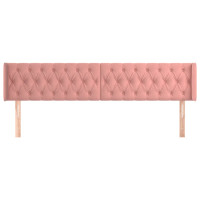 Produktbild för Sänggavel med kanter rosa 183x16x78/88 cm sammet