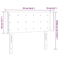 Produktbild för Sänggavel med kanter mörkbrun 93x16x78/88 cm tyg