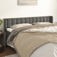 Produktbild för Sänggavel med kanter mörkgrå 163x16x78/88 cm sammet
