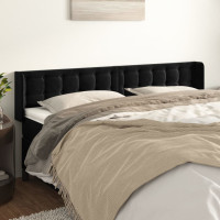 Produktbild för Sänggavel med kanter svart 163x16x78/88 cm sammet