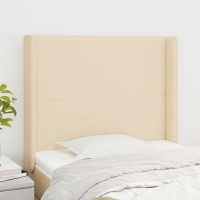 Produktbild för Sänggavel med kanter gräddvit 83x16x118/128 cm tyg