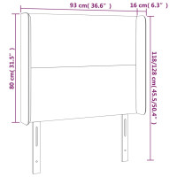 Produktbild för Sänggavel med kanter svart 93x16x118/128 cm tyg