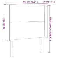 Produktbild för Sänggavel med kanter blå 103x16x118/128 cm tyg