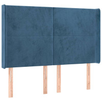 Produktbild för Sänggavel med kanter mörkblå 147x16x118/128 cm sammet