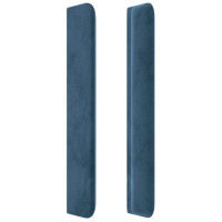 Produktbild för Sänggavel med kanter mörkblå 147x16x118/128 cm sammet