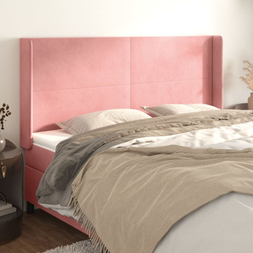 vidaXL Sänggavel med kanter rosa 183x16x118/128 cm sammet