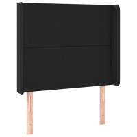 Produktbild för Sänggavel med kanter svart 93x16x118/128 cm konstläder
