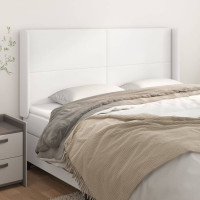 Produktbild för Sänggavel med kanter vit 183x16x118/128 cm konstläder