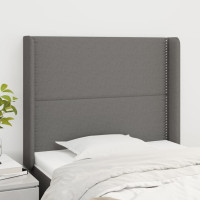 Miniatyr av produktbild för Sänggavel med kanter mörkgrå 83x16x118/128 cm tyg