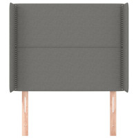 Miniatyr av produktbild för Sänggavel med kanter mörkgrå 83x16x118/128 cm tyg